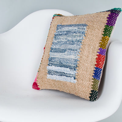 Contemporary Multiple Color Kilim Pillow Cover 16x16 8105