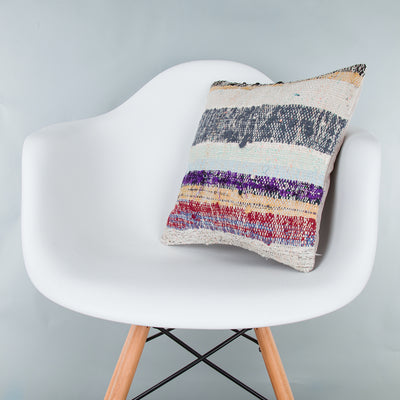 Contemporary Multiple Color Kilim Pillow Cover 16x16 8204