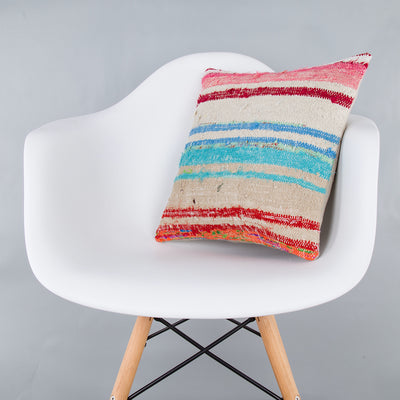 Contemporary Multiple Color Kilim Pillow Cover 16x16 8257