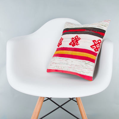 Contemporary Multiple Color Kilim Pillow Cover 16x16 8346