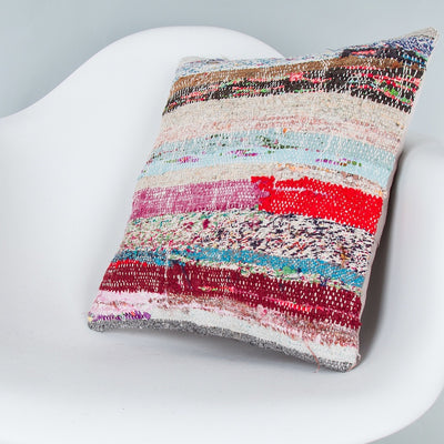 Contemporary Multiple Color Kilim Pillow Cover 16x16 8350