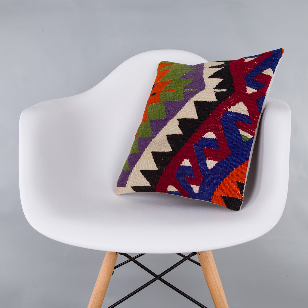 Geometric Multiple Color Kilim Pillow Cover 16x16 7517