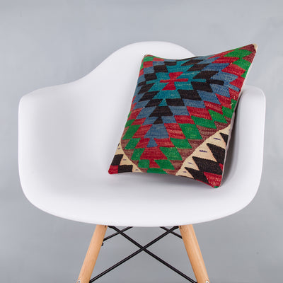 Geometric Multiple Color Kilim Pillow Cover 16x16 7896