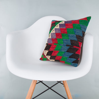 Geometric Multiple Color Kilim Pillow Cover 16x16 8051
