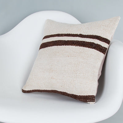 Striped Beige Kilim Pillow Cover 16x16 7501