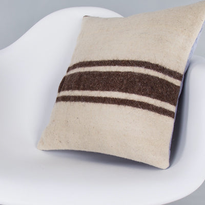 Striped Beige Kilim Pillow Cover 16x16 7825