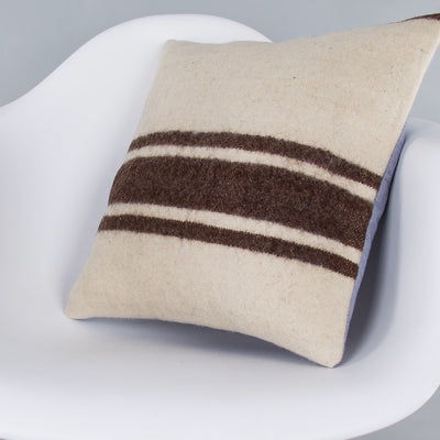 Striped Beige Kilim Pillow Cover 16x16 7833