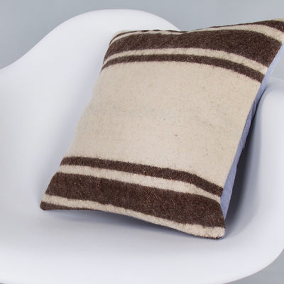 Striped Beige Kilim Pillow Cover 16x16 7835