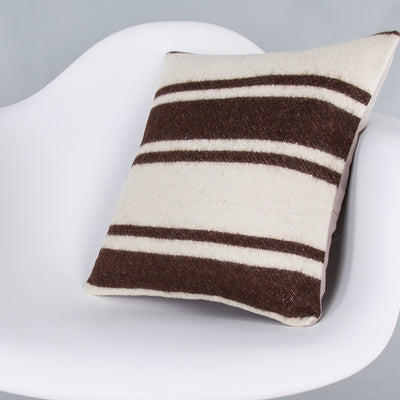 Striped Beige Kilim Pillow Cover 16x16 7867