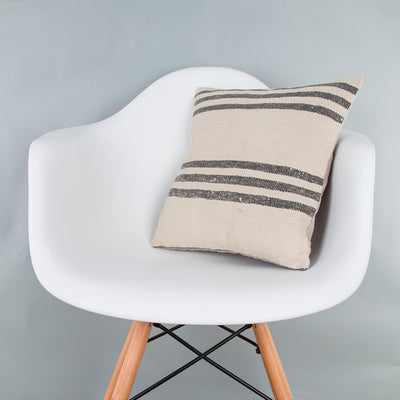 Striped Beige Kilim Pillow Cover 16x16 8004