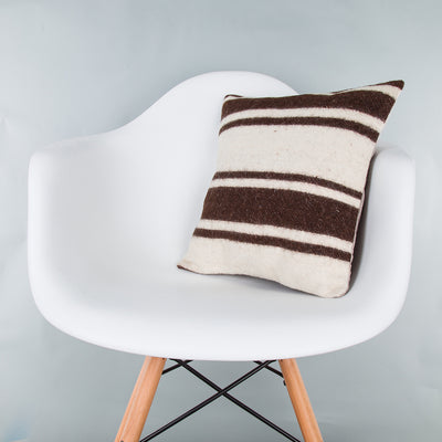 Striped Beige Kilim Pillow Cover 16x16 8025