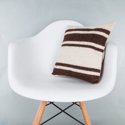 Striped Beige Kilim Pillow Cover 16x16 8026