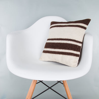 Striped Beige Kilim Pillow Cover 16x16 8027
