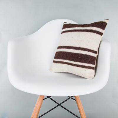 Striped Beige Kilim Pillow Cover 16x16 8028