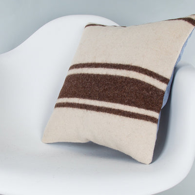 Striped Beige Kilim Pillow Cover 16x16 8074