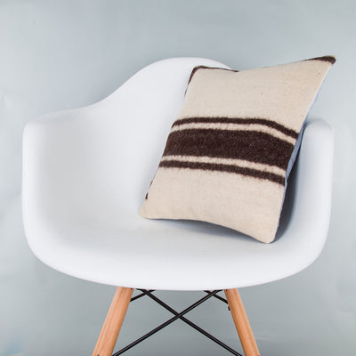 Striped Beige Kilim Pillow Cover 16x16 8095