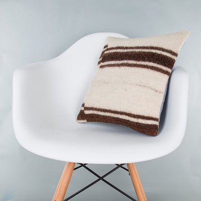 Striped Beige Kilim Pillow Cover 16x16 8098