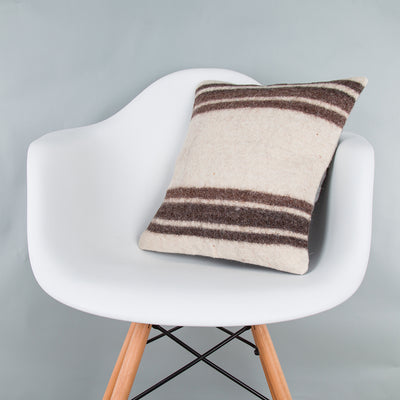Striped Beige Kilim Pillow Cover 16x16 8386