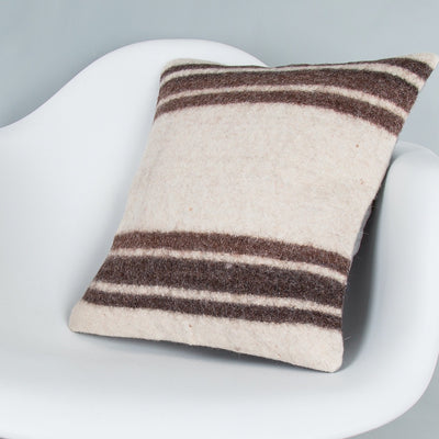 Striped Beige Kilim Pillow Cover 16x16 8386