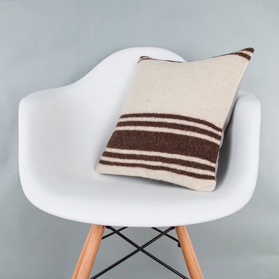 Striped Beige Kilim Pillow Cover 16x16 8394