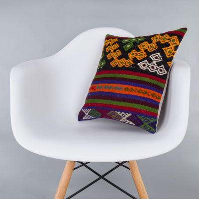 Striped Multiple Color Kilim Pillow Cover 16x16 7354