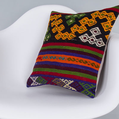 Striped Multiple Color Kilim Pillow Cover 16x16 7354