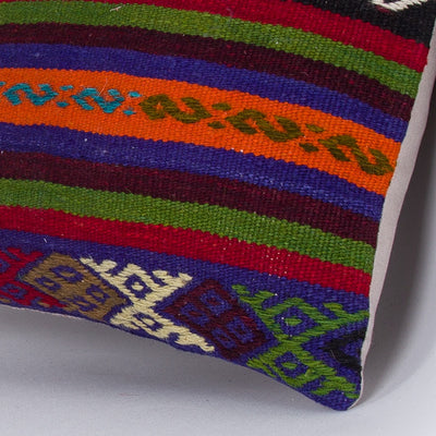 Striped Multiple Color Kilim Pillow Cover 16x16 7354