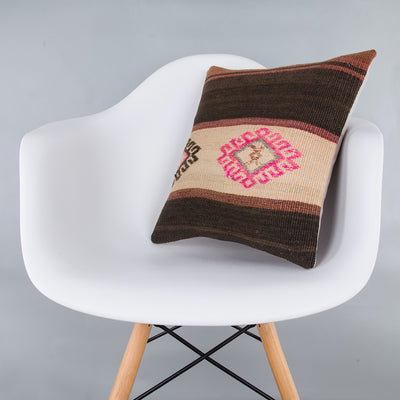 Striped Multiple Color Kilim Pillow Cover 16x16 7443