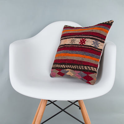 Striped Multiple Color Kilim Pillow Cover 16x16 7506