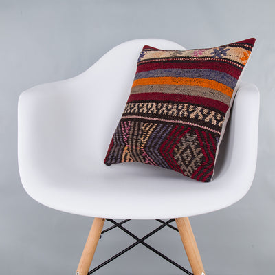 Striped Multiple Color Kilim Pillow Cover 16x16 7524