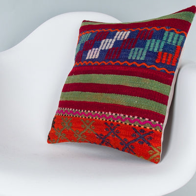 Striped Multiple Color Kilim Pillow Cover 16x16 7695