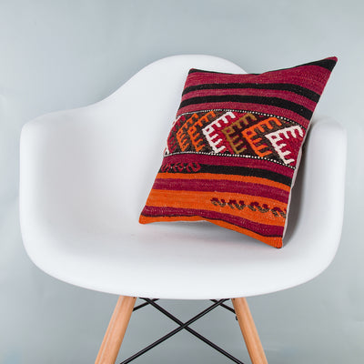 Striped Multiple Color Kilim Pillow Cover 16x16 7700