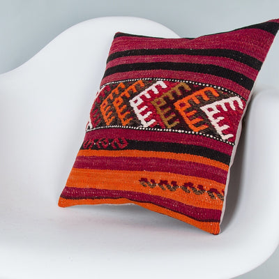 Striped Multiple Color Kilim Pillow Cover 16x16 7700