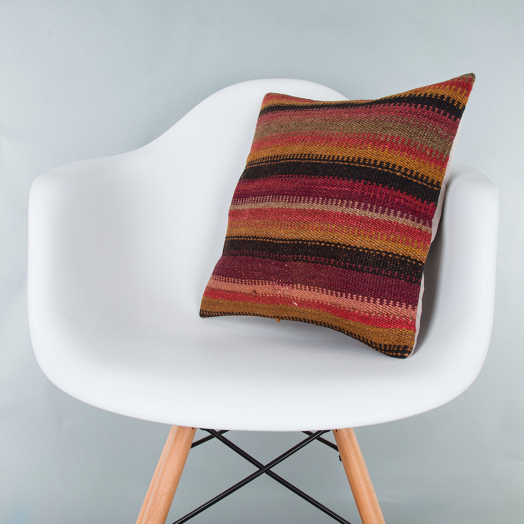 Striped Multiple Color Kilim Pillow Cover 16x16 7719