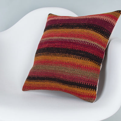 Striped Multiple Color Kilim Pillow Cover 16x16 7720