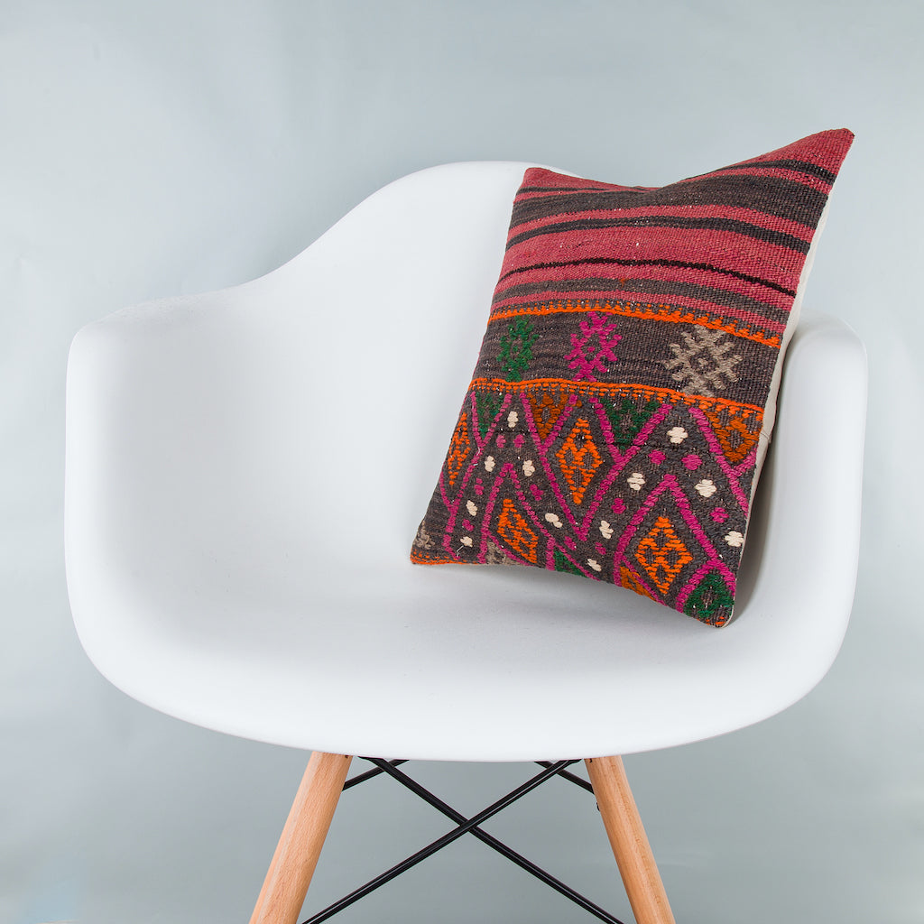 Striped Multiple Color Kilim Pillow Cover 16x16 7786