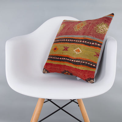Striped Multiple Color Kilim Pillow Cover 16x16 7815