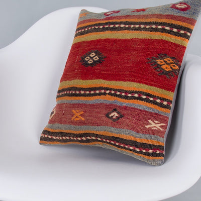 Striped Multiple Color Kilim Pillow Cover 16x16 7817