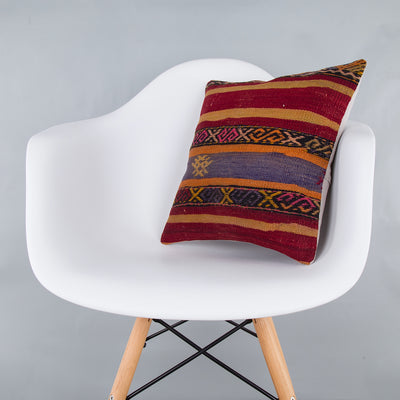 Striped Multiple Color Kilim Pillow Cover 16x16 7888
