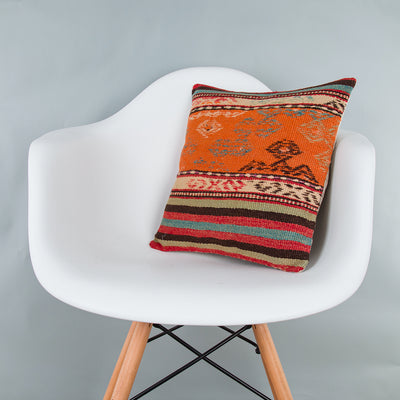 Striped Multiple Color Kilim Pillow Cover 16x16 7988