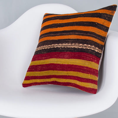 Striped Multiple Color Kilim Pillow Cover 16x16 8229