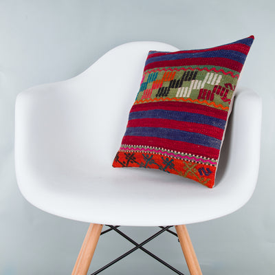 Striped Multiple Color Kilim Pillow Cover 16x16 8427