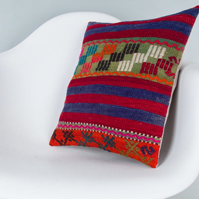 Striped Multiple Color Kilim Pillow Cover 16x16 8427