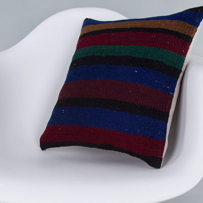 Striped Multiple Color Kilim Pillow Cover 16x16 7416