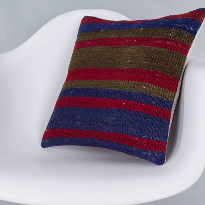 Striped Multiple Color Kilim Pillow Cover 16x16 7542