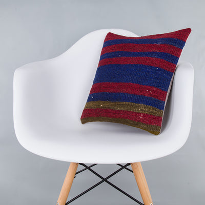 Striped Multiple Color Kilim Pillow Cover 16x16 7544