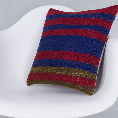 Striped Multiple Color Kilim Pillow Cover 16x16 7544