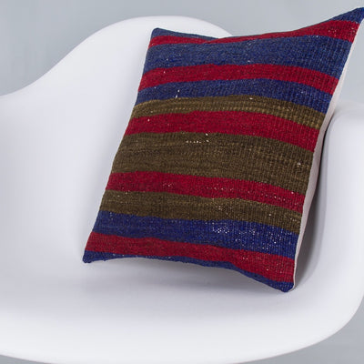 Striped Multiple Color Kilim Pillow Cover 16x16 7545