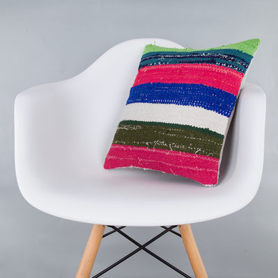 Striped Multiple Color Kilim Pillow Cover 16x16 7346