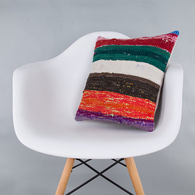 Striped Multiple Color Kilim Pillow Cover 16x16 7395